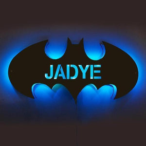 Personalized  bat design wooden LED lamp with name - My Art