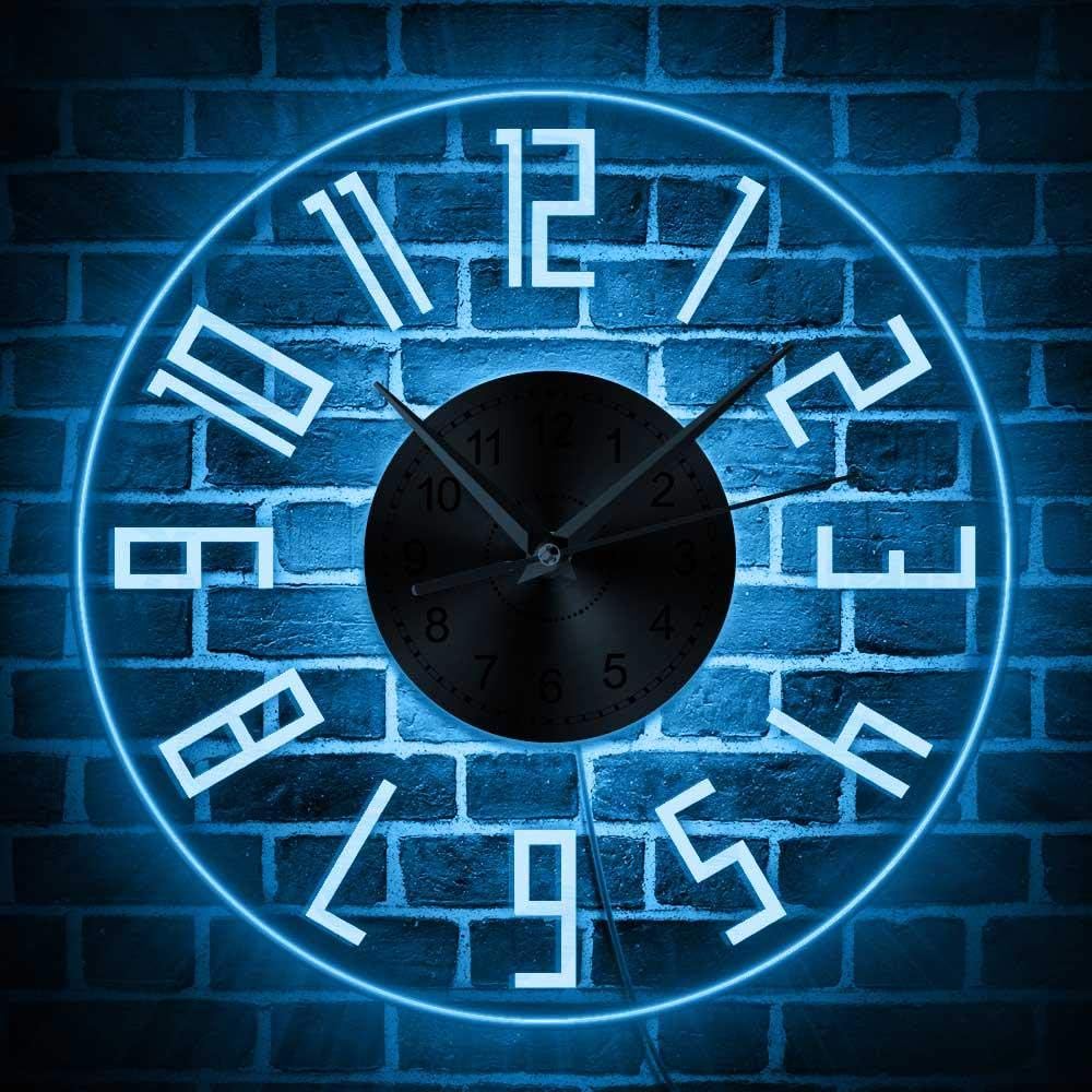 Easy to Read Big Numbers Modern Decor Silent Quartz Wall Clock Led Lighting Illuminated Wall Clock Living Room Bedside Lamp Wall Lamp