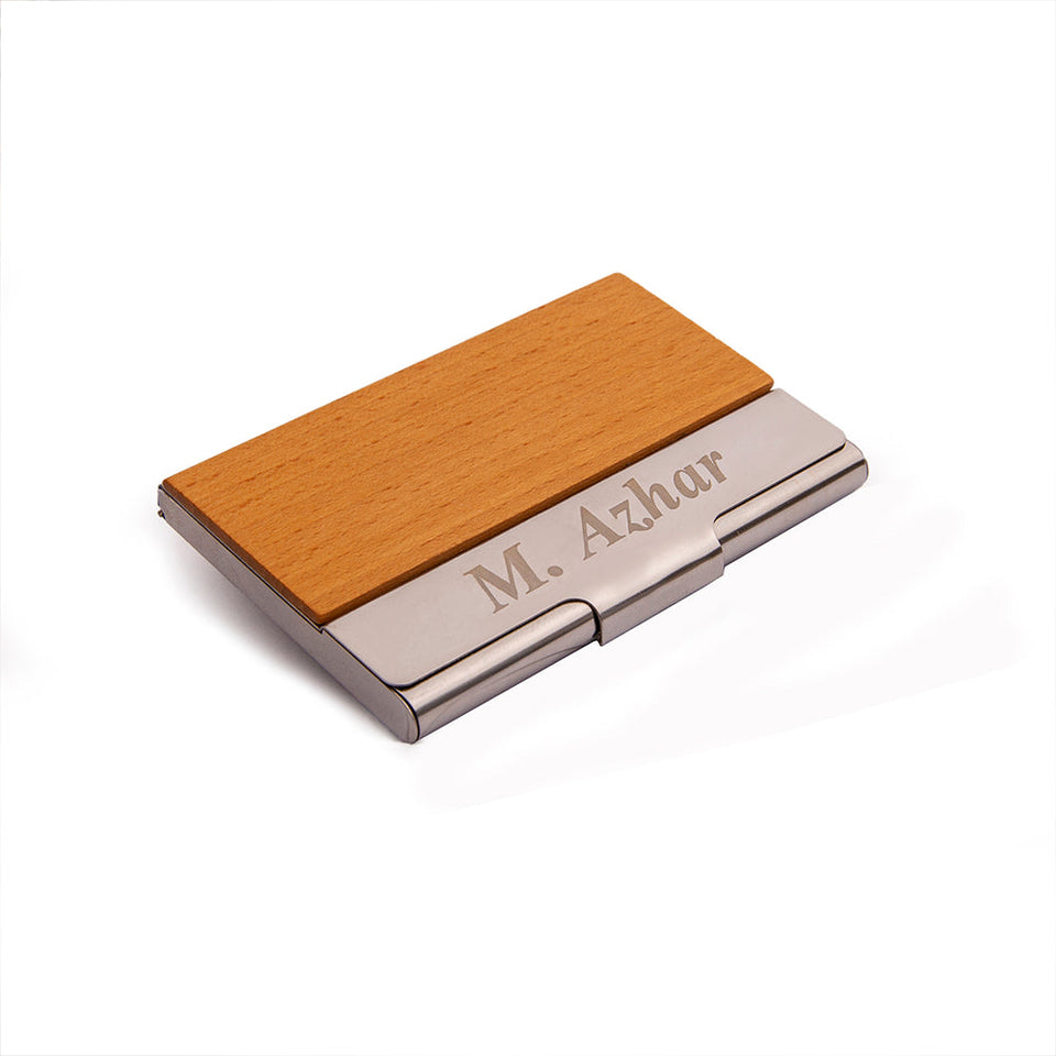 Name Engraved | Wooden Metal Visiting Cards Holder