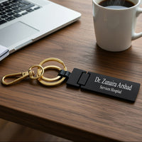 Double Ring Hook Keychain Name Engraved