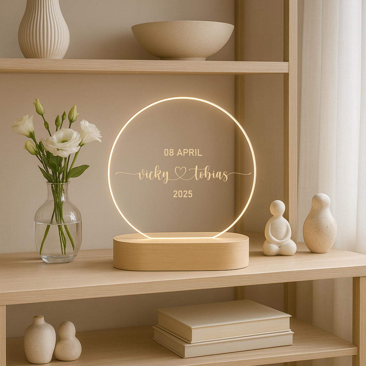 Personalized LED lamp – wedding gift with names & date. Unique couple gift. Wedding decoration. Couple gift. Anniversary gift.