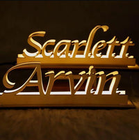 Personalized Wooden Engraved Name LED Lamp