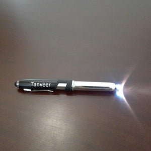 Name Pen With Stylus, Torch & Mobile Holder - My Art
