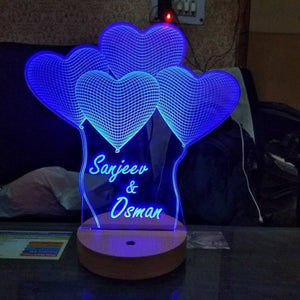 Personalized Heart Shaped 3D Illusion LED LAMP - My Art