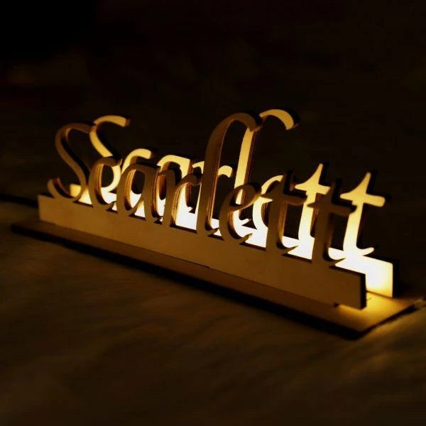 Personalized Wooden Engraved Name LED Lamp