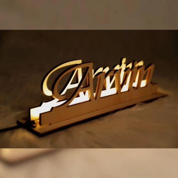 Personalized Wooden Engraved Name LED Lamp