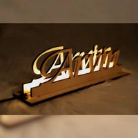 Personalized Wooden Engraved Name LED Lamp