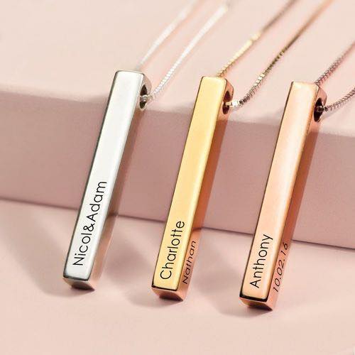 Personalized Bar Necklace for Men and Women, - My Art