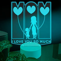 Ambesonne Mother’s Day 3D Led Table Lamp, Walking Female Heart Shape Balloon