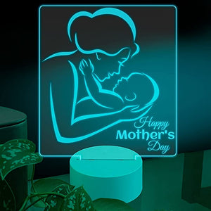 Ambesonne Mother's Day 3D Led Table Lamp, Carrying The Little One Celebration