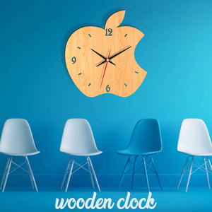 Apple Wooden Wall Clock, 3D Modern Clock, Laser Cut Clock, Wall Clock - My Art