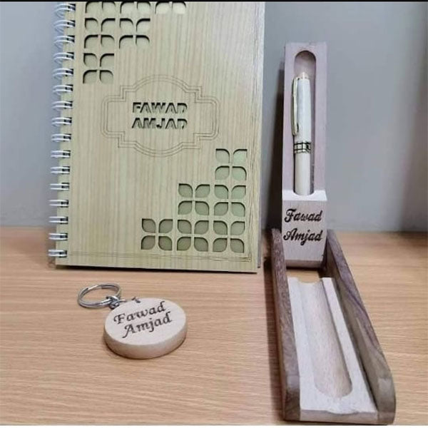 CUSTOMIZE YOUR OWN WOODEN NOTEBOOK WITH PEN AND KEY CHAIN - My Art