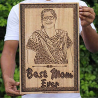 CUSTOM ENGRAVED BEST MOM WOODEN FRAME - My Art