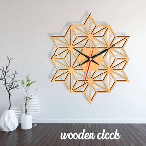 Diamond Star Wooden Wall Clock, 3D Modern Clock, Laser Cut Clock, Wall Clock - My Art