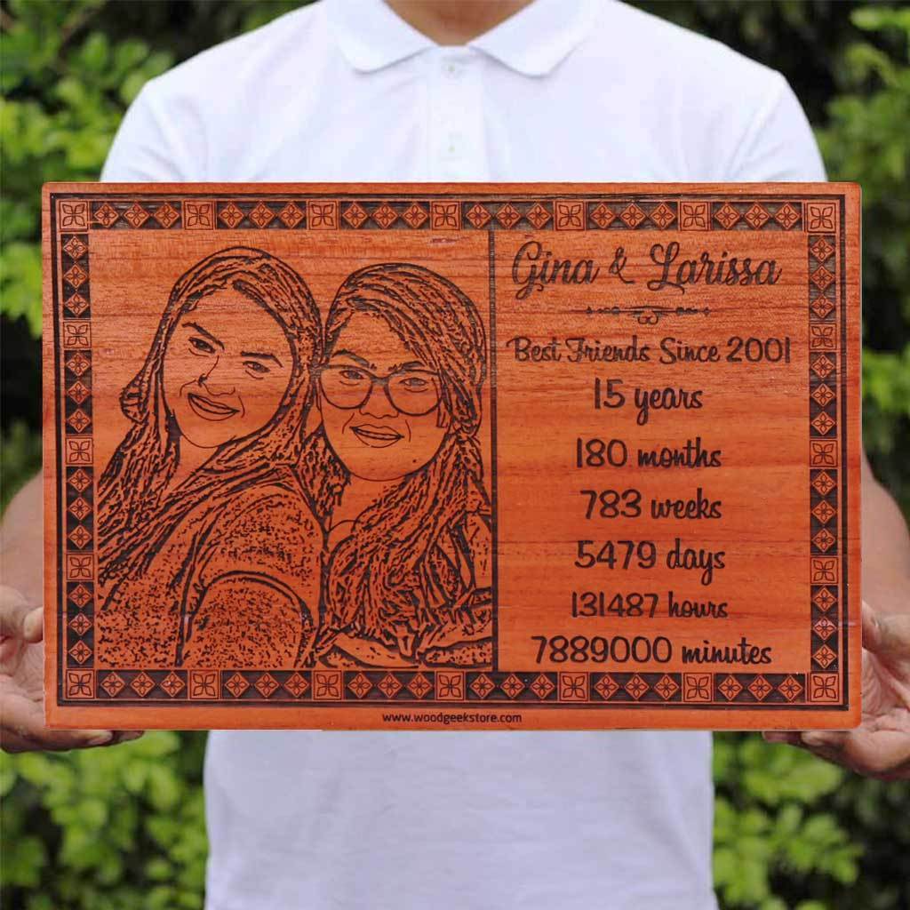 FRIENDSHIP TIMELINE CUSTOM ENGRAVED WOODEN FRAME - My Art
