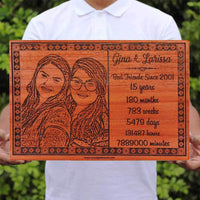 FRIENDSHIP TIMELINE CUSTOM ENGRAVED WOODEN FRAME - My Art