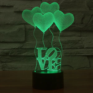 Heart-LOVE 3D Table Lamp Luminaria Led Night Light