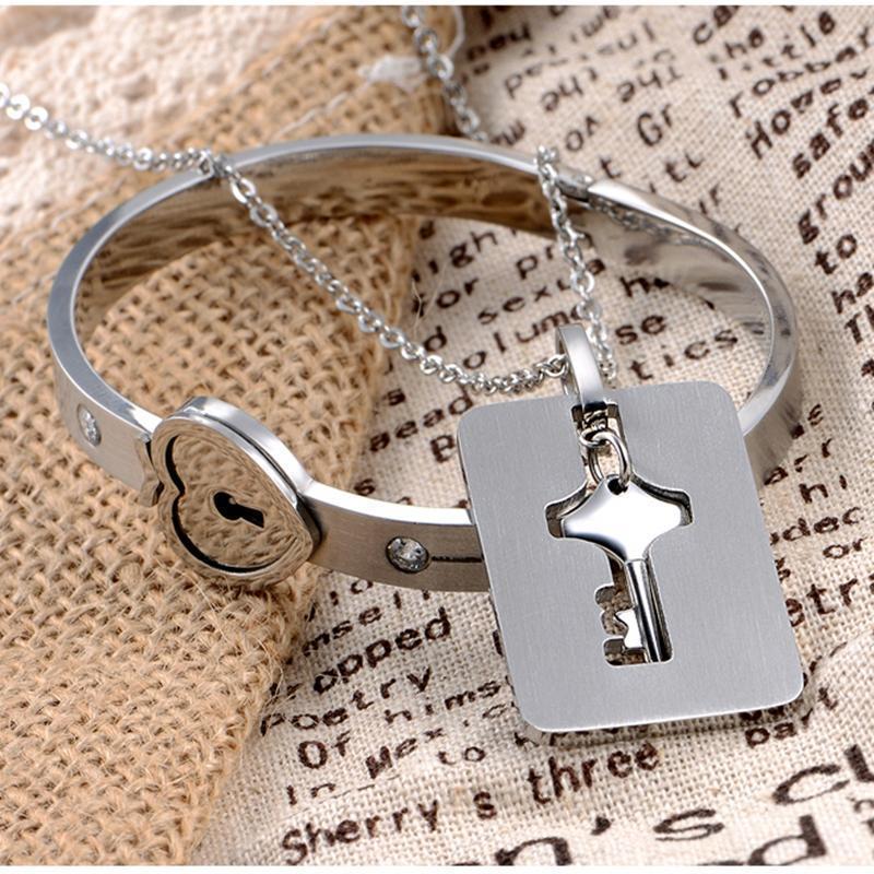 Heart Lock Bracelet & Key Necklace Set - My Art