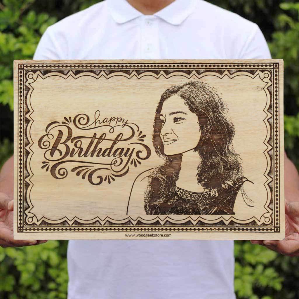 HAPPY BIRTHDAY CUSTOM ENGRAVED WOODEN POSTER - My Art