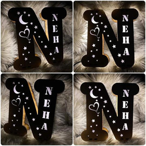 Wooden Engraved Name Wall Light Personalized Night Light
