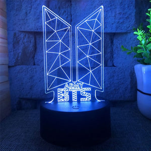 Kpop BTS 3D  LED Optical Illusion Bedroom Decoration Night Lights Birthday Christmas Gifts for Kids, Teens,Girls
