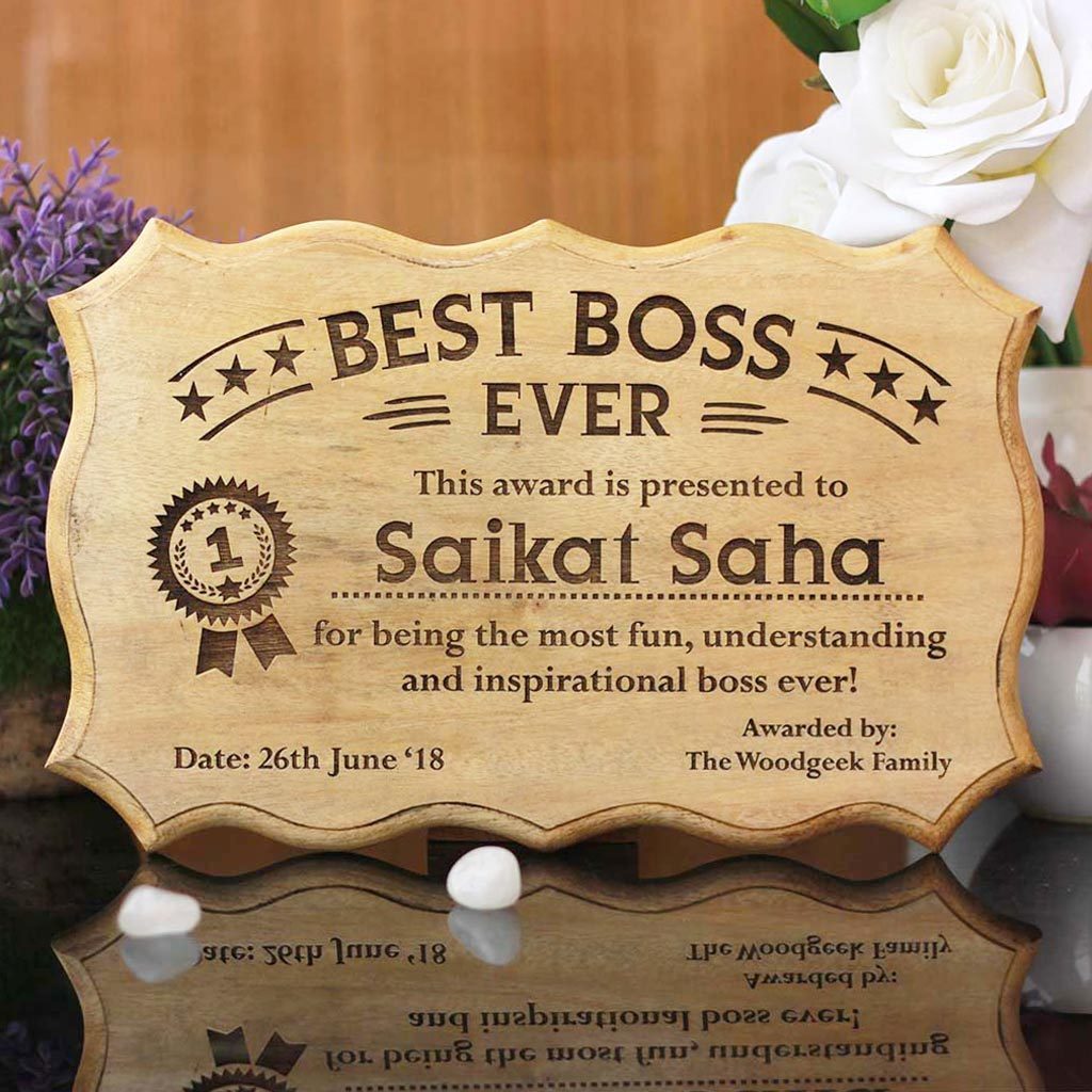 PERSONALIZED BEST BOSS EVER WOODEN CERTIFICATE - My Art