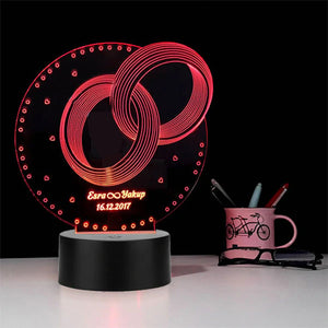 3D Illusion Led Table-Night Light Personalized Anniversary Gift Wedding Ring Ring - My Art