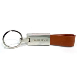 Extensive Leather Keychain With Metallic Cover Engraved - My Art