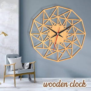 Wall Clock - Wood Wall Clock Triangles, Clocks For Wall, Modern Home Decor, Scandinavian Clock, Wooden Design Clock, Wall Clock - My Art