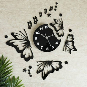 Butterfly With Stars Acrylic Wall Clock