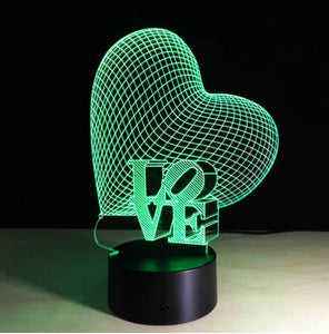 Love Heart Night Light 3D Lamps