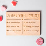 Personalised Wooden Postcard - Reasons Why I Love You - My Art